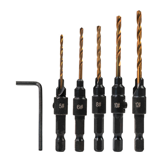 Raider Accessories Set 5 burghie lemn ¼" hex ø5-12mm surub ingropat