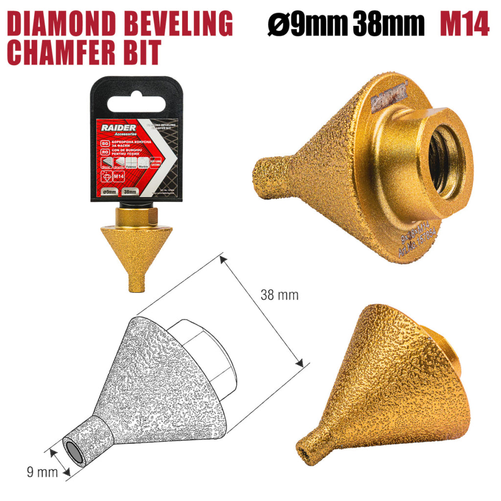 Raider Accessories Freza diamantata pentru sanfren M14 9 x 38mm
