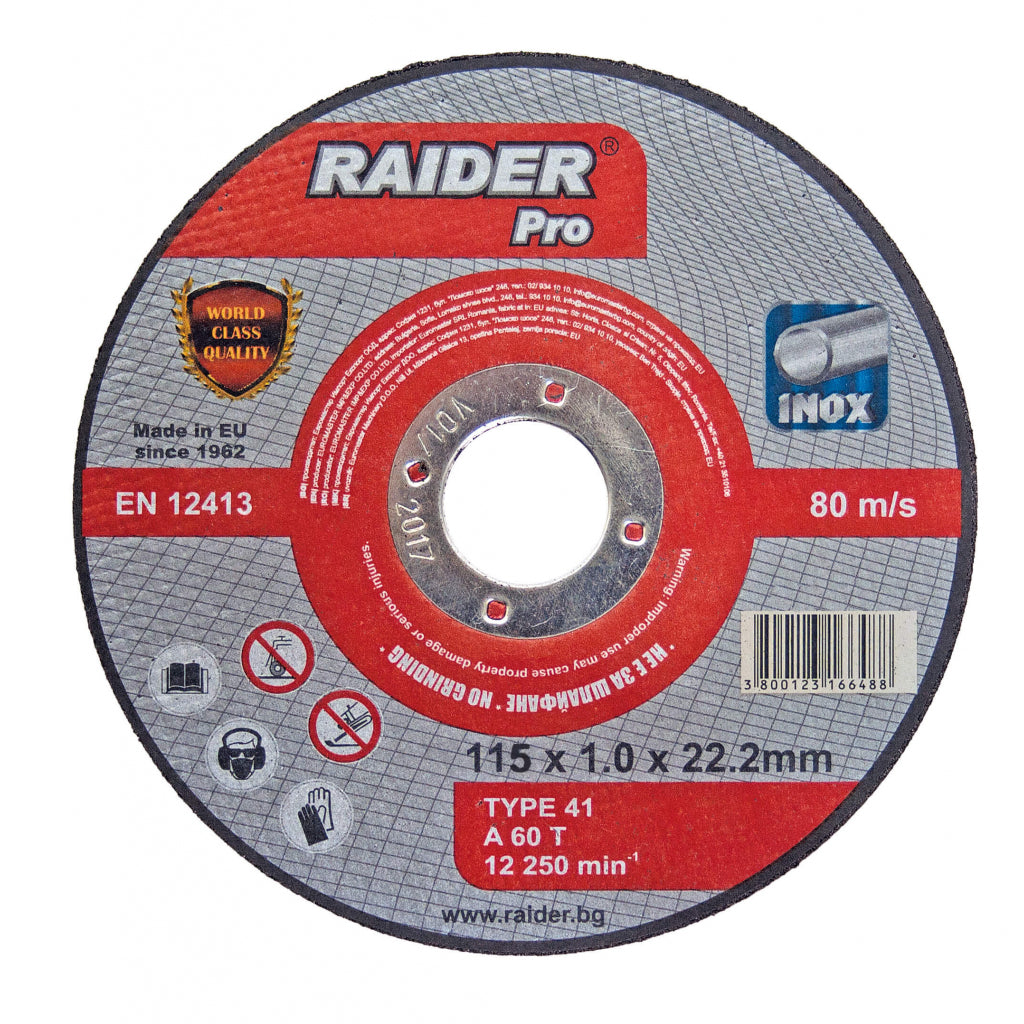 Raider Accessories Disc pentru taiat metal 115х1.0х22.2mm INOX RDP