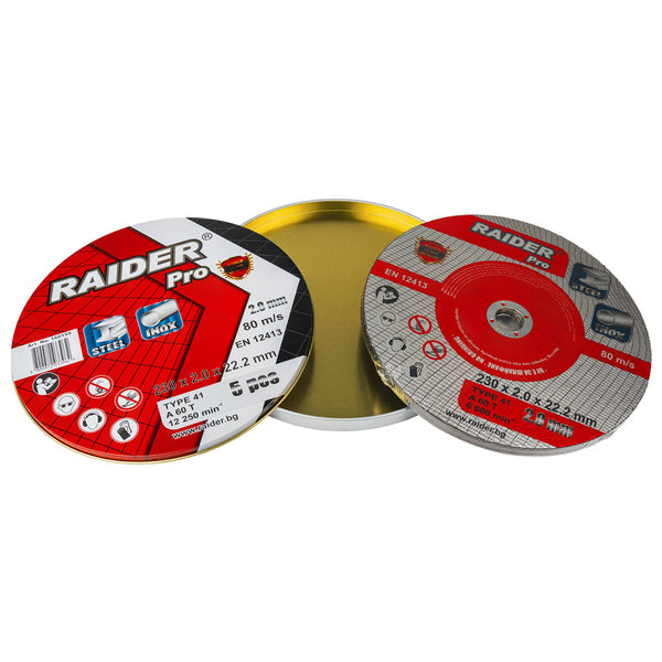 Raider Set 5 discuri pentru taiat otel-inox 230х2mm A60T RDP