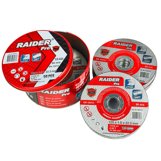 Raider Accessories Set 50 discuri taiat metal 125х1.0x22.2mm A60T INOX RDP