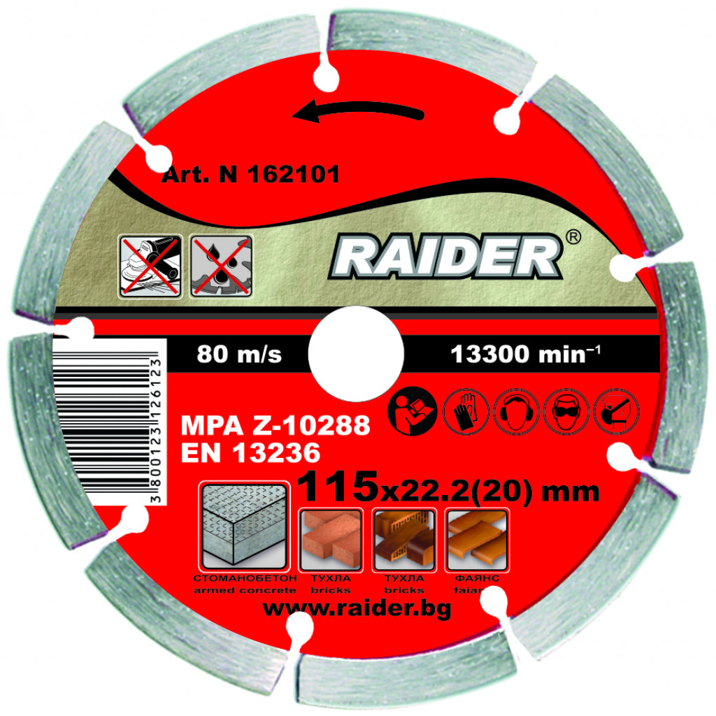 Raider Accessories Disc diamantat segmentat DRY 115x22.2mm RD-DD01