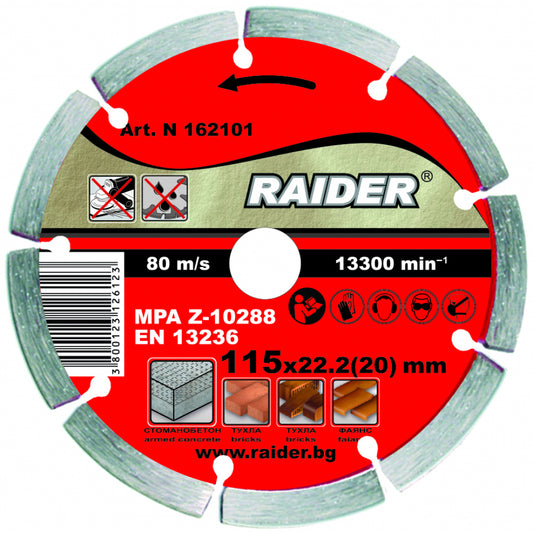 Raider Accessories Disc diamantat segmentat DRY 115x22.2mm RD-DD01