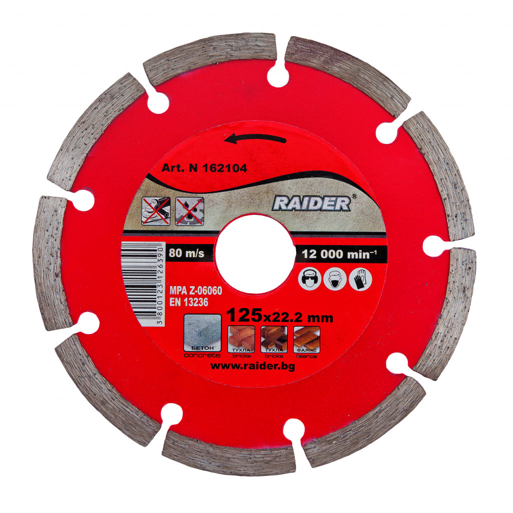 Raider Accessories Disc diamantat segmentat DRY 125x22.2mm RD-DD02
