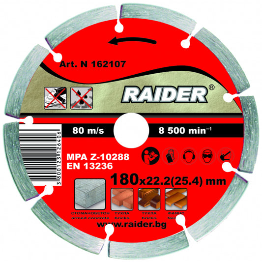 Raider Accessories Disc diamantat segmentat DRY 180x22.2mm RD-DD03