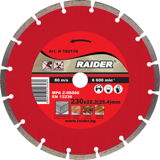 Raider Accessories Disc diamantat segmentat DRY 230x22.2mm RD-DD04