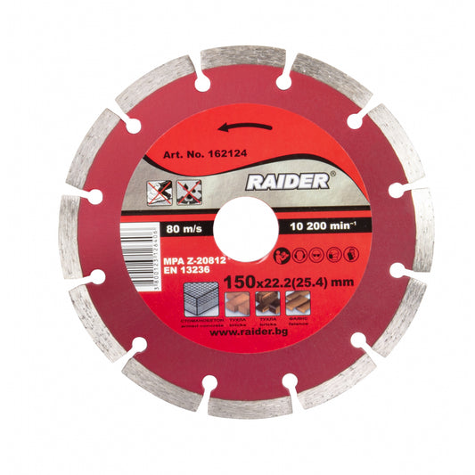 Raider Accessories Disc diamantat segmentat DRY 150x22.2mm RD-DD23