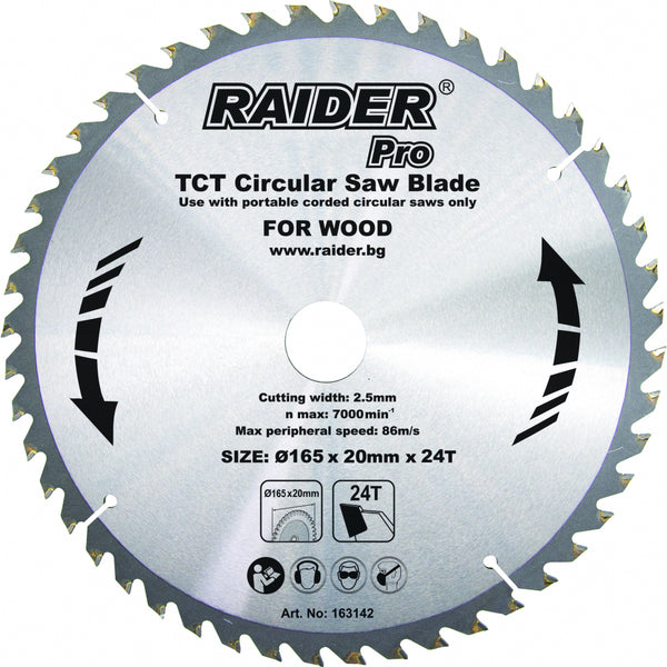 Disc circular pentru lemn 165x24Tx20mm compatibil Raider R20