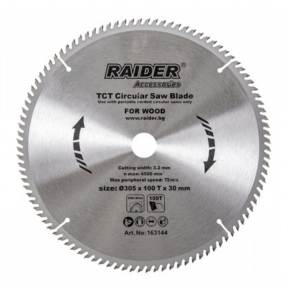 Raider Accessories Disc circular pentru lemn 305x100Tx30mm