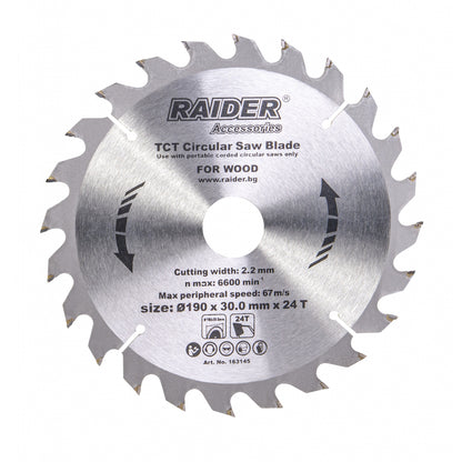 Raider Accessories Disc circular pentru lemn 190х24Тх30mm