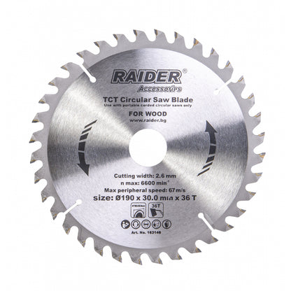 Raider Accessories Disc circular pentru lemn 190х36Тх30mm