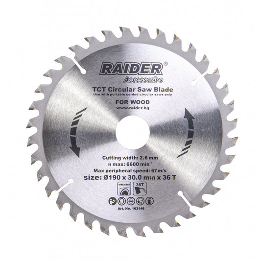 Raider Accessories Disc circular pentru lemn 190х36Тх30mm