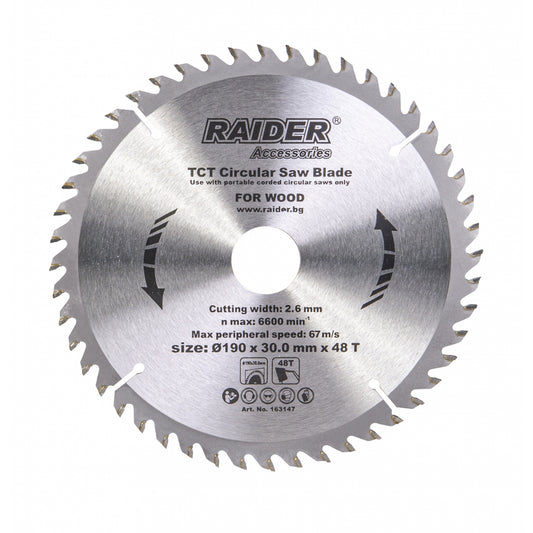 Raider Accessories Disc circular pentru lemn 190х48Тх30mm