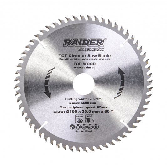 Raider Accessories Disc circular pentru lemn 190х60Тх30mm