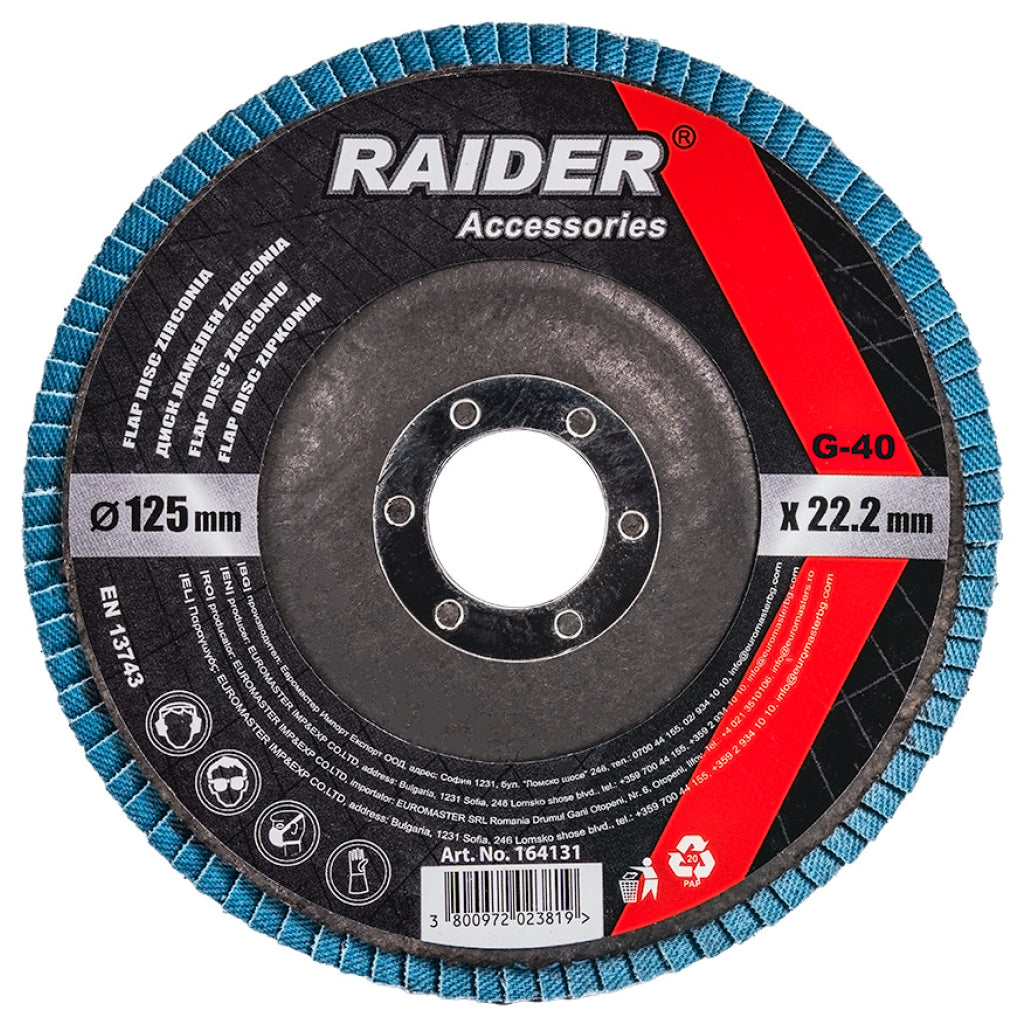 Raider Accessories Disc circular cu lamele smirghel zirconiu ø125mm G40