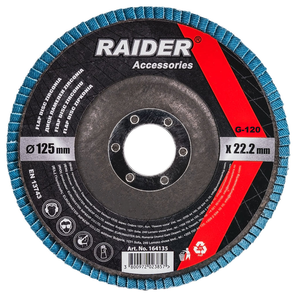 Raider Accessories Disc circular cu lamele smirghel zirconiu ø125mm G120