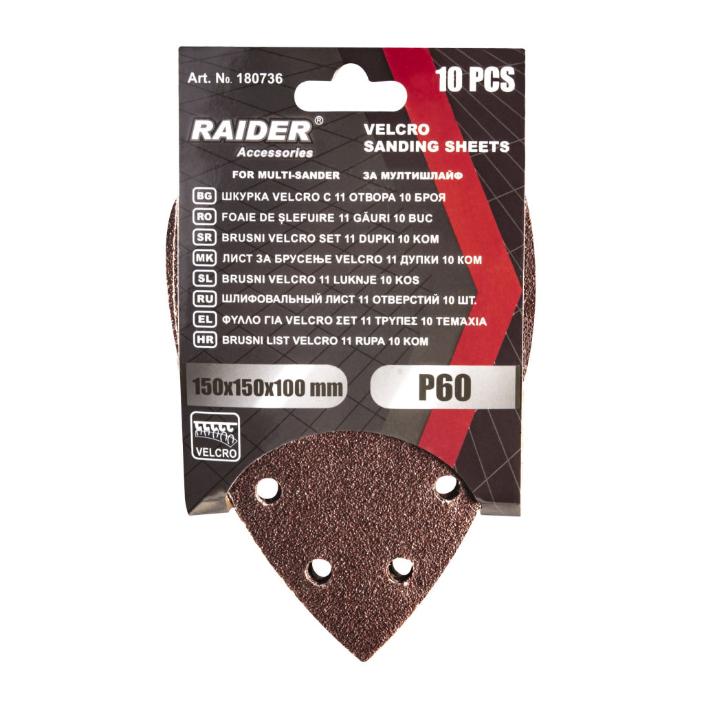 Raider Accessories Set 10 coli smirghel perforat Velcro Delta 150x100mm P60