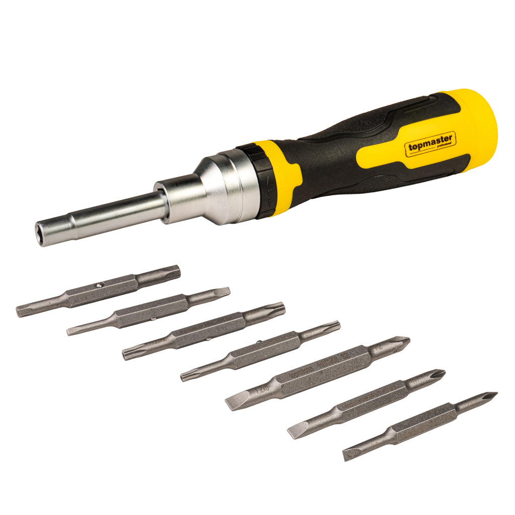 Top Master Pro Set 17 piese surubelnita cu clichet 75mm si biti TMP