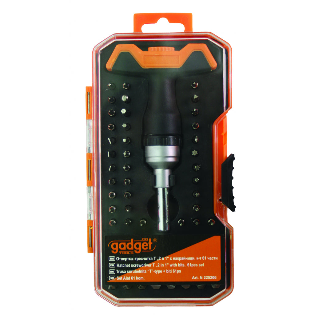 Gadget Set 61 piese surubelnita T cu clichet cu biti GD