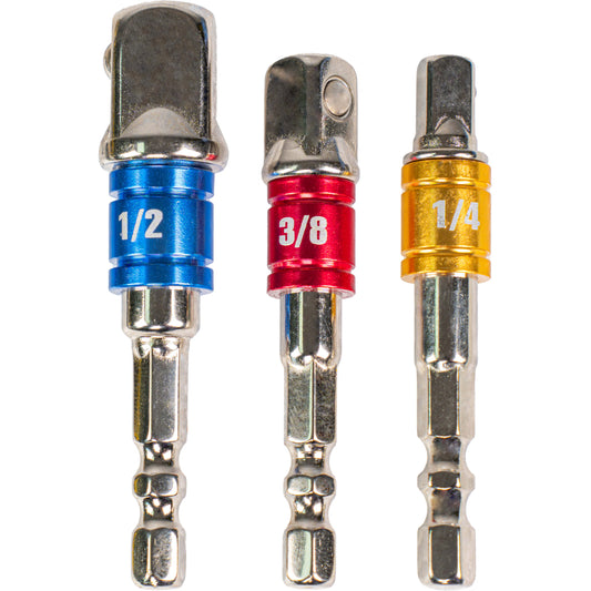 Top Master Pro Set 3 adaptori tubulara patrati ¼ HEX la ⅜ si ½ Topmaster