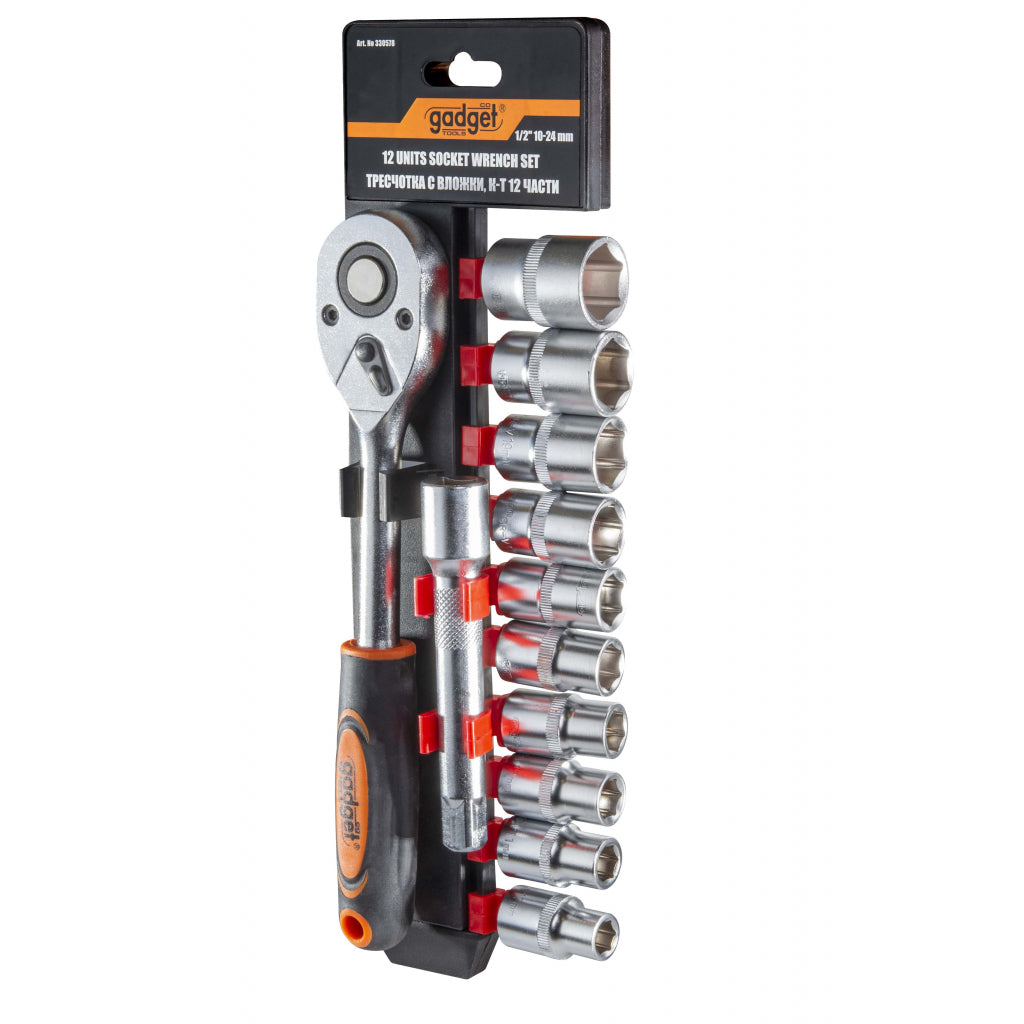 Gadget Set 12 tubulare ½ 10-24mm cu clicket si prelungitor GD