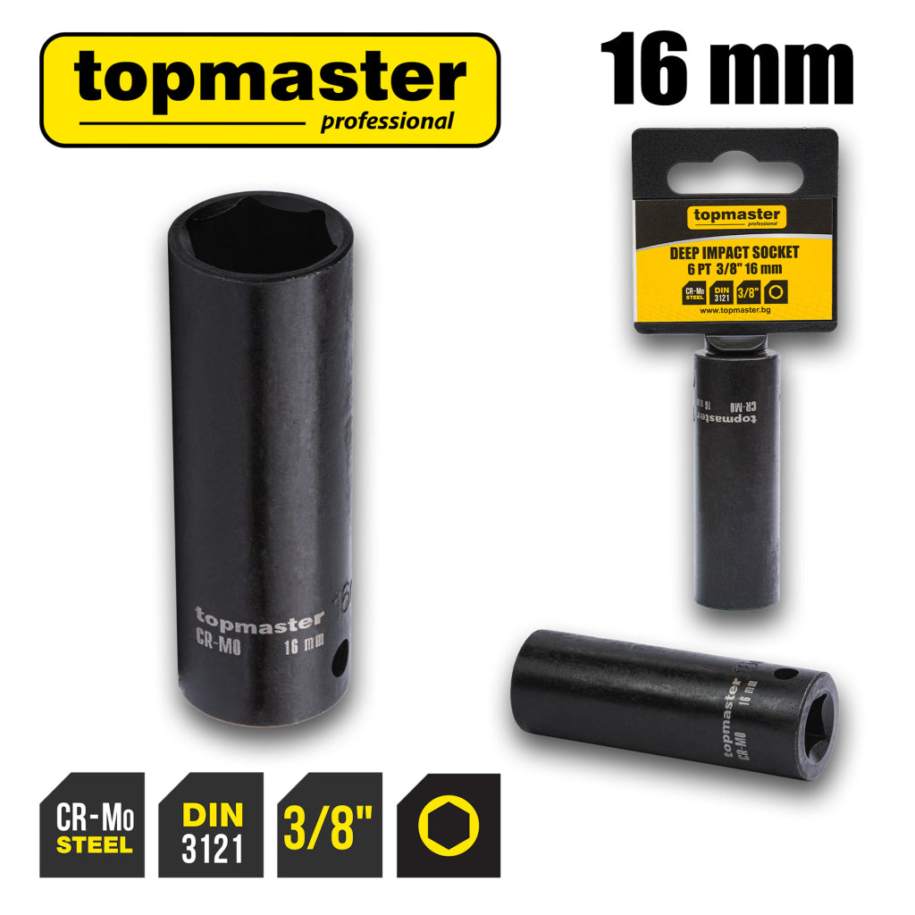 Top Master Pro Tubulara adanca de impact ⅜" x 16mm TMP