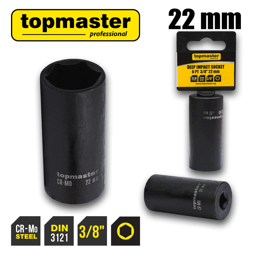 Top Master Pro Tubulara adanca de impact ⅜" x 22mm TMP