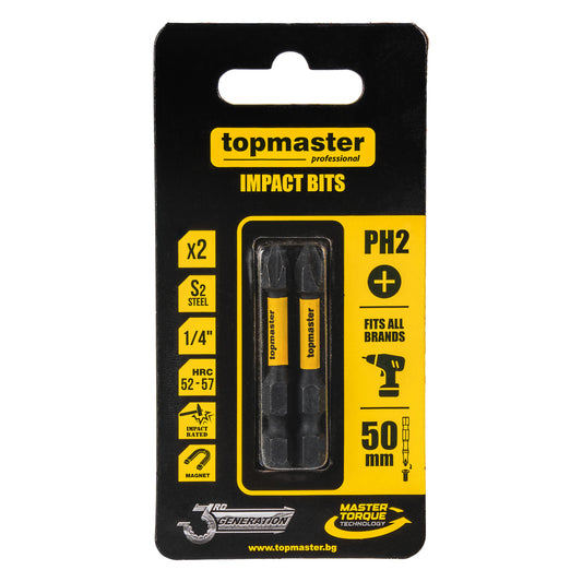 Top Master Pro Set 2 biti magnetici ¼" de impact 50mm PH2 SVCM TMP