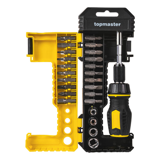 Top Master Pro Set 25 piese surubelnita cu clichet si biti ¼" TMP