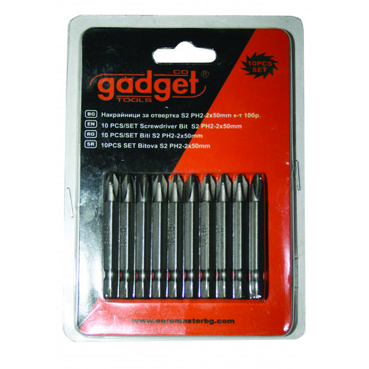 Gadget Set 10 biti ¼" 50mm PH2 S2 GD