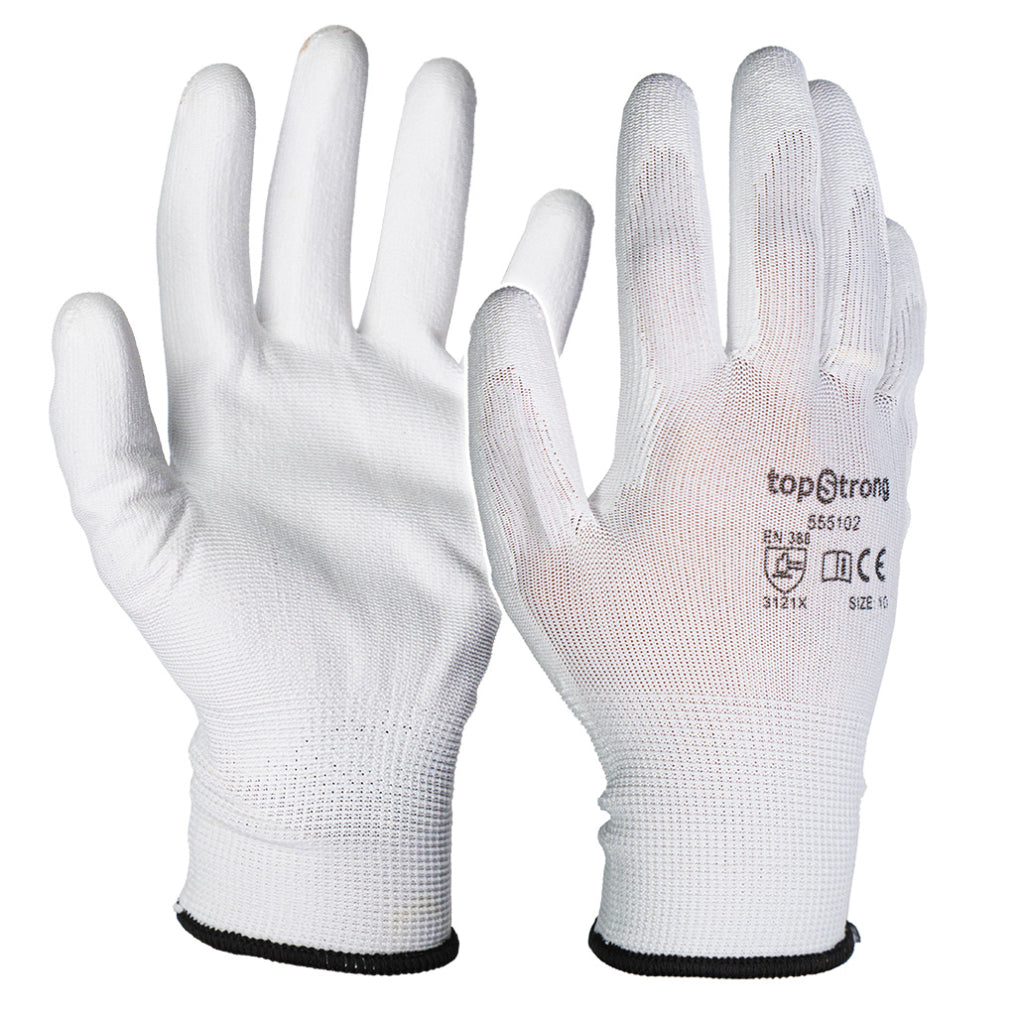 Top Strong Manusi de lucru PU M10 alb TMP