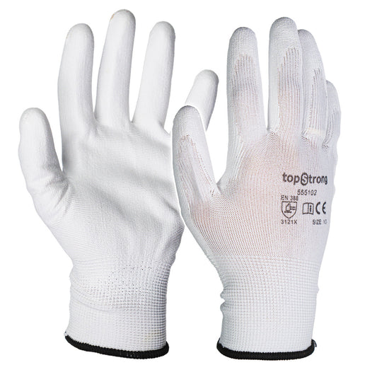 Top Strong Manusi de lucru PU M10 alb TMP