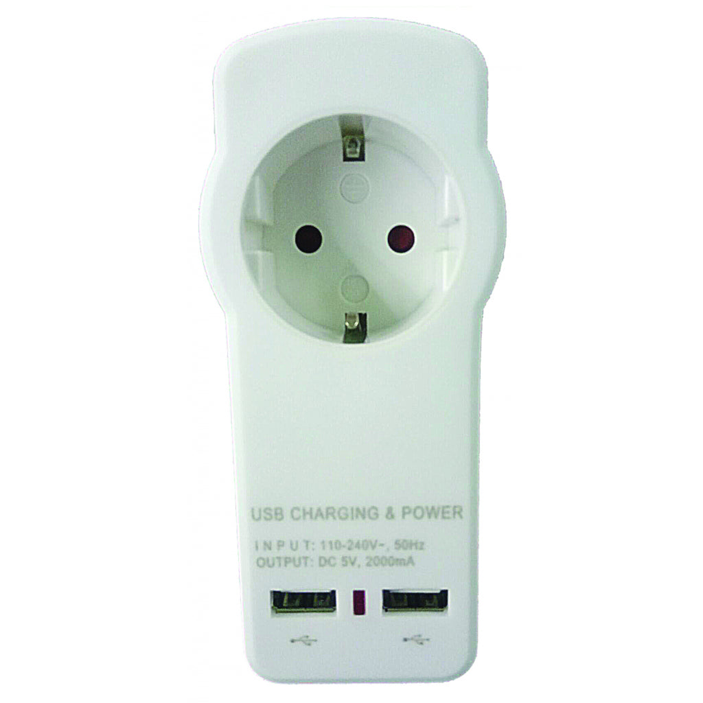 Makalon Adaptor priza Schuko cu incarcator 2xUSB 2.1A MK
