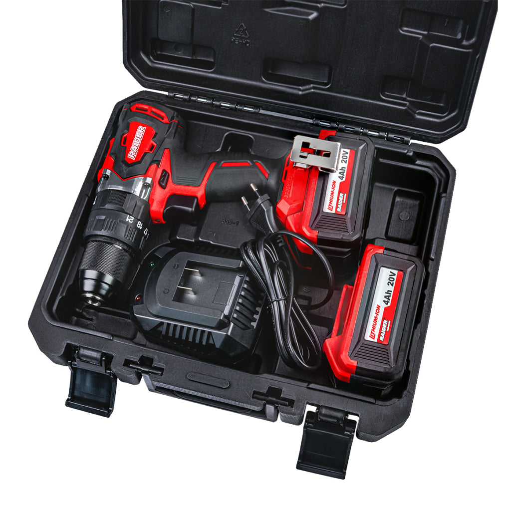 Raider Industrial Masina de gaurit cu percutie 20V 2x4Ah 62Nm RDI-CDB01