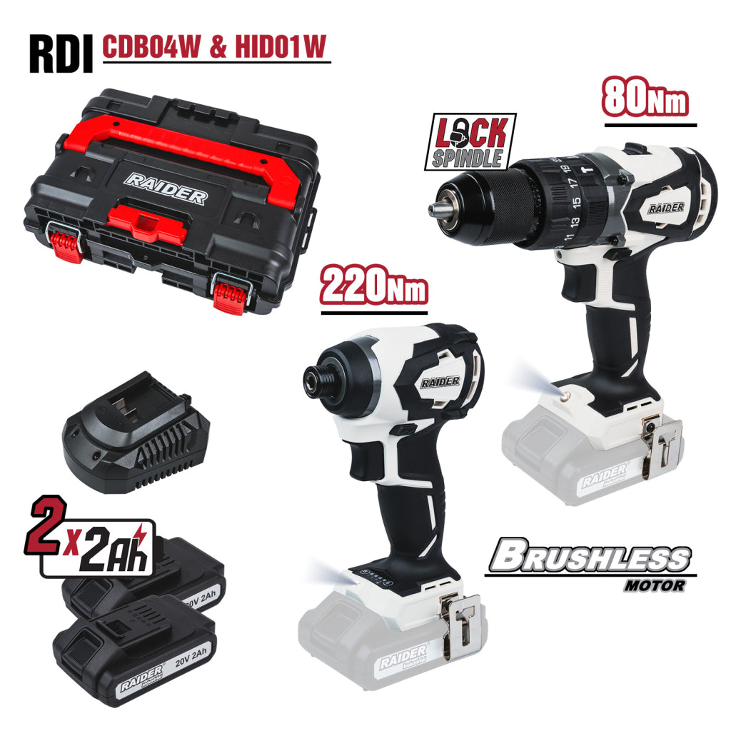 Raider Industrial Set surubelnita cu impact BL RDI-CDB04W si HID01W 2x2Ah