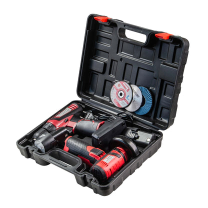 Raider Pro Set Polizor unghiular si bormasina 12V 2x2Ah RDP-CDLCAG03