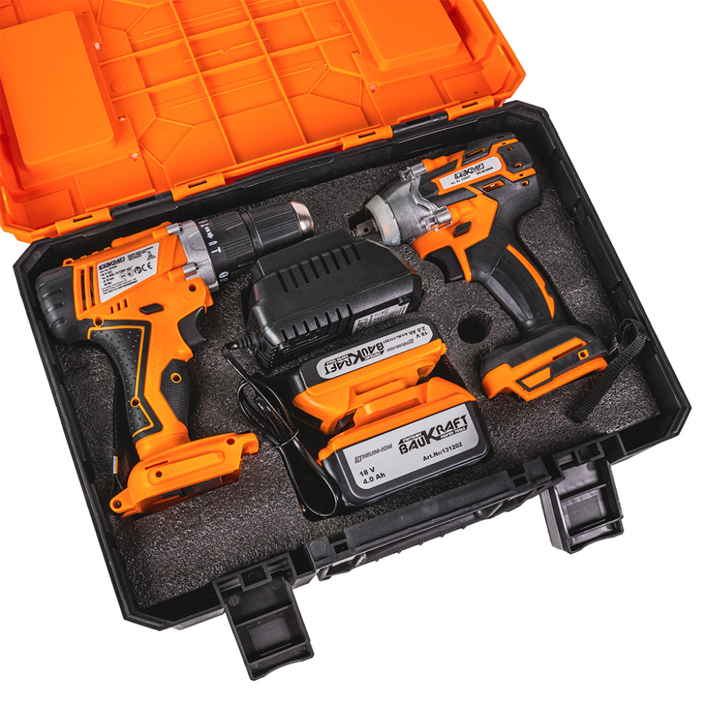 Baukraft Bormasina percutie si cheie BL 18V 4A 2Ah BK-CDIBIW3