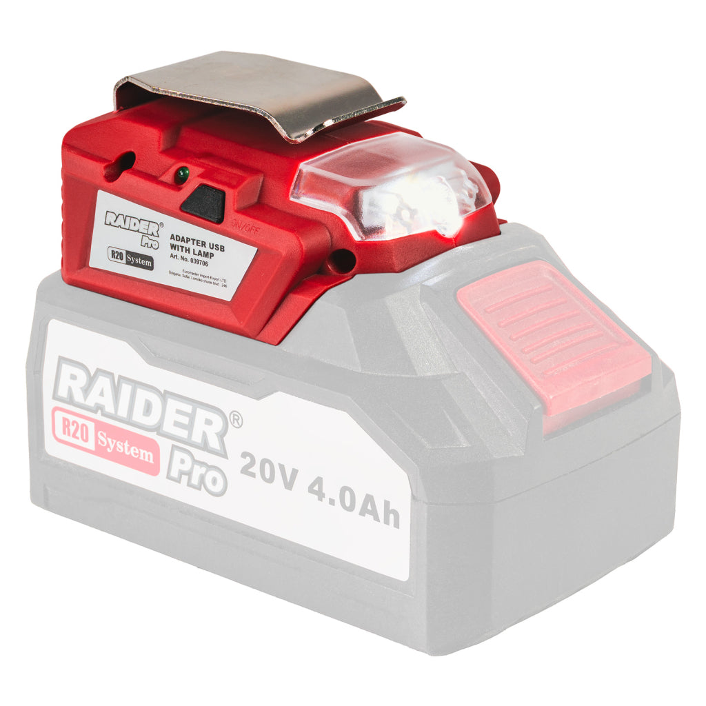 Raider R20 adaptor USB cu lampa de lucru 20V SOLO pentru seria R20