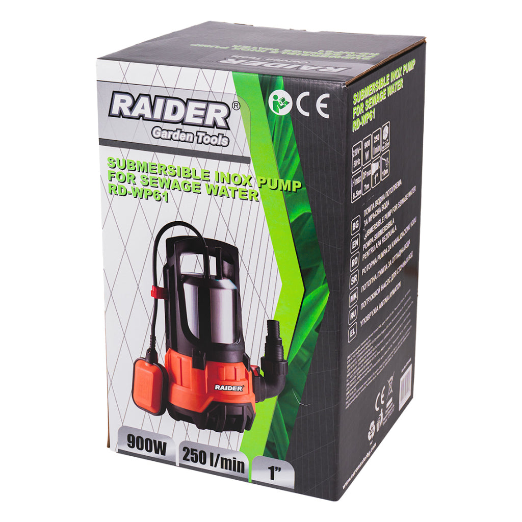 Raider Pompa cu plutitor 900W 1" 7-8.5m 15000l/h 35mm inox RD-WP61