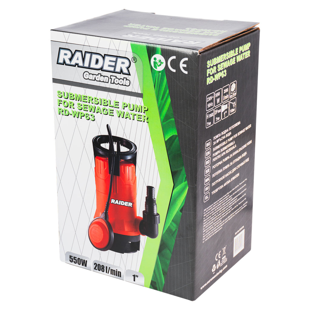 Raider Pompa cu plutitor 550W 1" 7-7m 12480l/h 35mm RD-WP63