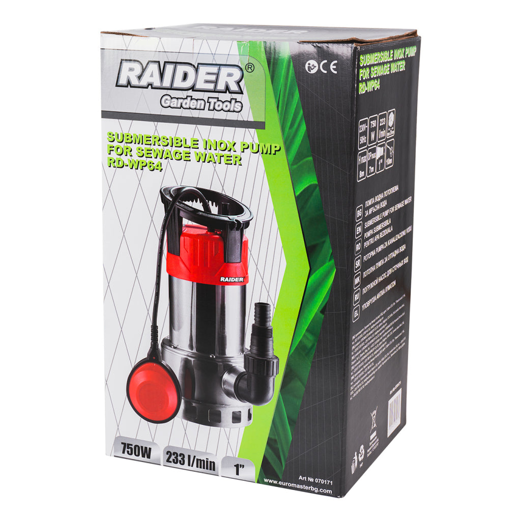 Raider Pompa cu plutitor 750W 1" 7-8m 13980l/h 20mm inox RD-WP64