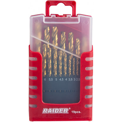 Raider Accessories Set 19 burghie metal HSS+TIN ø1.0-10mm RD