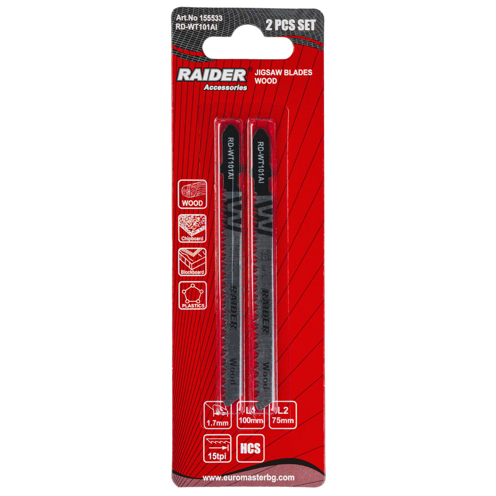 Raider Accessories Set 2 lame fierastrau pendular lemn 75x1.7mm 15TPI WT101AI