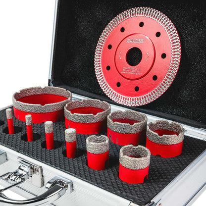 Raider Accessories Set 11 carote diamantate M14 ø6-68mm si disc cutie aluminiu