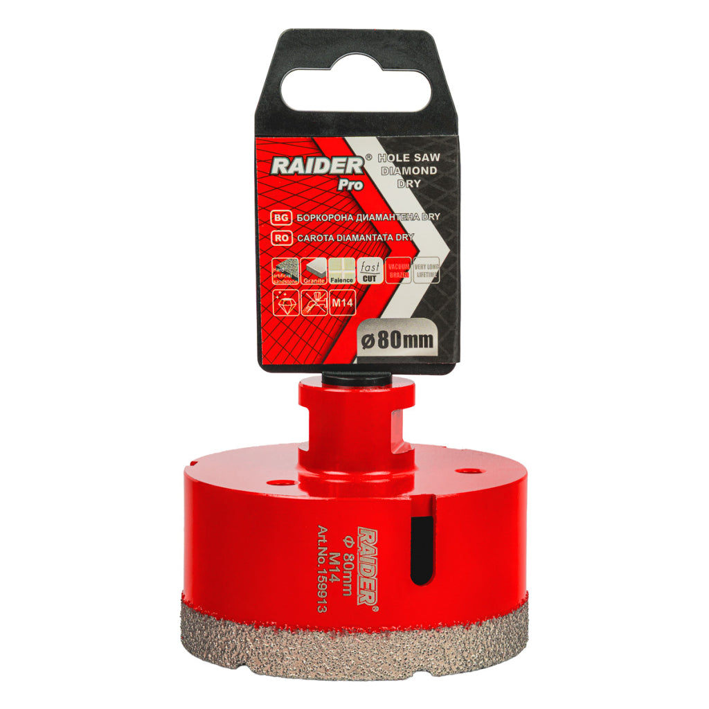 Raider Accessories Carota diamantata pentru Carotare uscata M14 Ø80mm