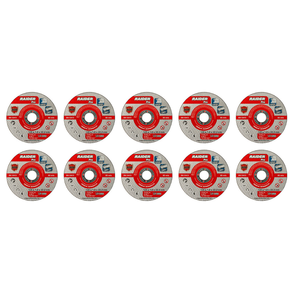 Raider Set 10 discuri pentru taiat otel-inox 125х1mm A60T RDP