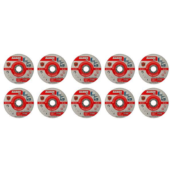 Raider Set 10 discuri pentru taiat otel-inox 125х1mm A60T RDP