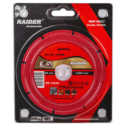Raider Accessories Disc diamantat segmentat uscat 115x22.2x1.2mm RD-DD27