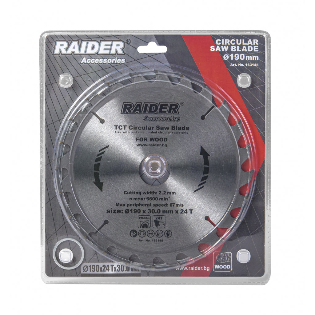 Raider Accessories Disc circular pentru lemn 190х24Тх30mm