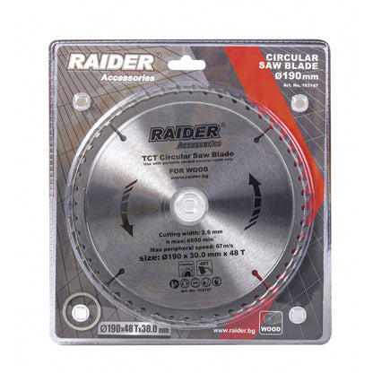 Raider Accessories Disc circular pentru lemn 190х48Тх30mm